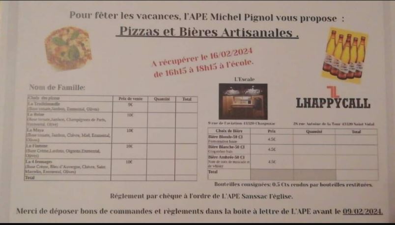 Pizzas de l'APE.