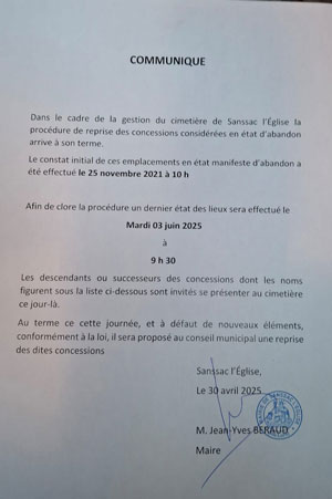 Gestion du cimetière.