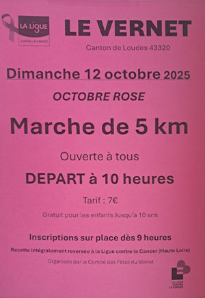Le Vernet : Octobre rose Dim 12 Octobre.