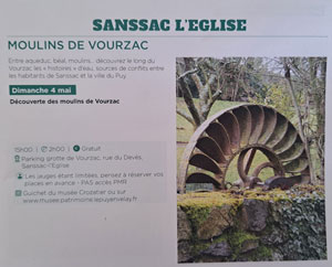 Dimanche 4 MAi : Moulins de Vourzac